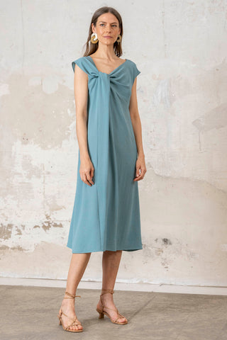 VESTIDO NUDO LATERAL VERDE AGUA