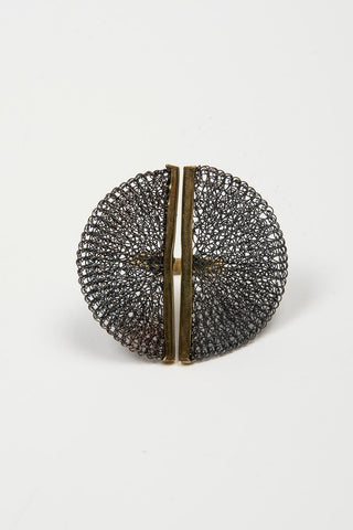 ANILLO MALLA GRIS Y PLATA