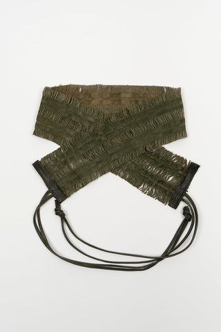 Talira Khaki Leather Sash