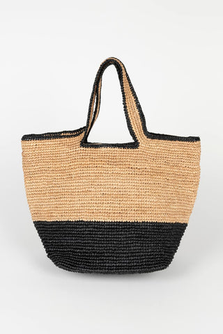 Nerida mini black raffia bag