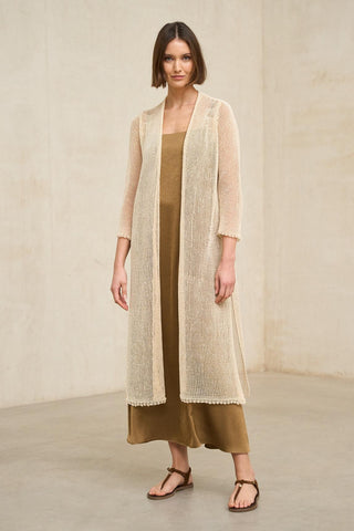 Avenel Beige Knitted Long Blazer