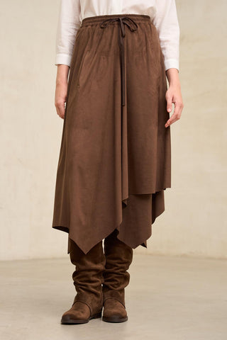 Maia brown suede-effect skirt