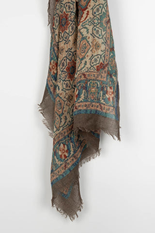 Taira scarf in greens and earth tones