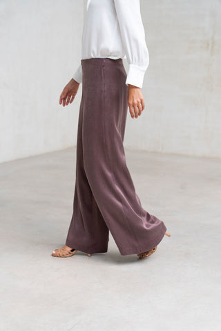 PANTALON TRAPECIO BERENJENA