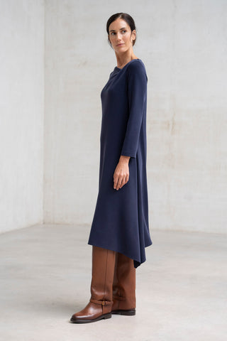 VESTIDO ESCOTE ASIMÉTRICO MARINO