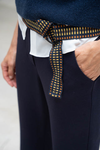 CINTURON HEBILLA NEGRA TONOS MARRONES NEGRO Y AMARILLO