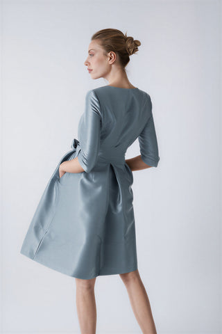 Iridescent blue Odelia trench dress