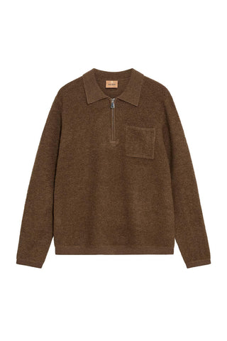 Mos Mosh Odrik brown knit polo shirt
