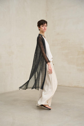 Avenel Black Knitted Long Blazer