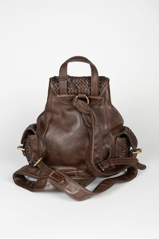 Mochila Vael marrón de piel trenzada