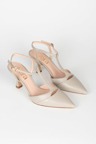 Golia Light Taupe Slingback Court Shoes