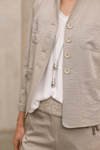 Collar Luneria Plata cordón gris