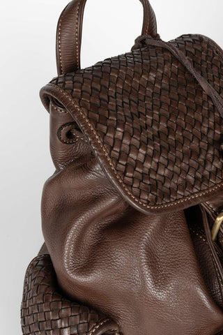 Braided leather Vael backpack in brown