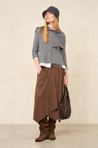 Maia brown suede-effect skirt