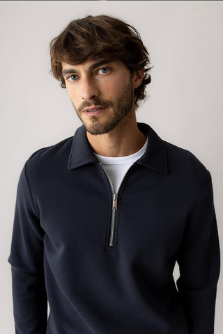 Mos Mosh Silar navy knitted polo shirt