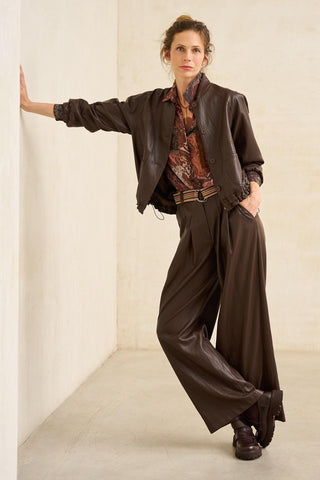 Jeidy brown vegan leather jacket