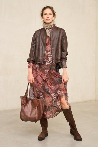 Jeidy brown vegan leather jacket
